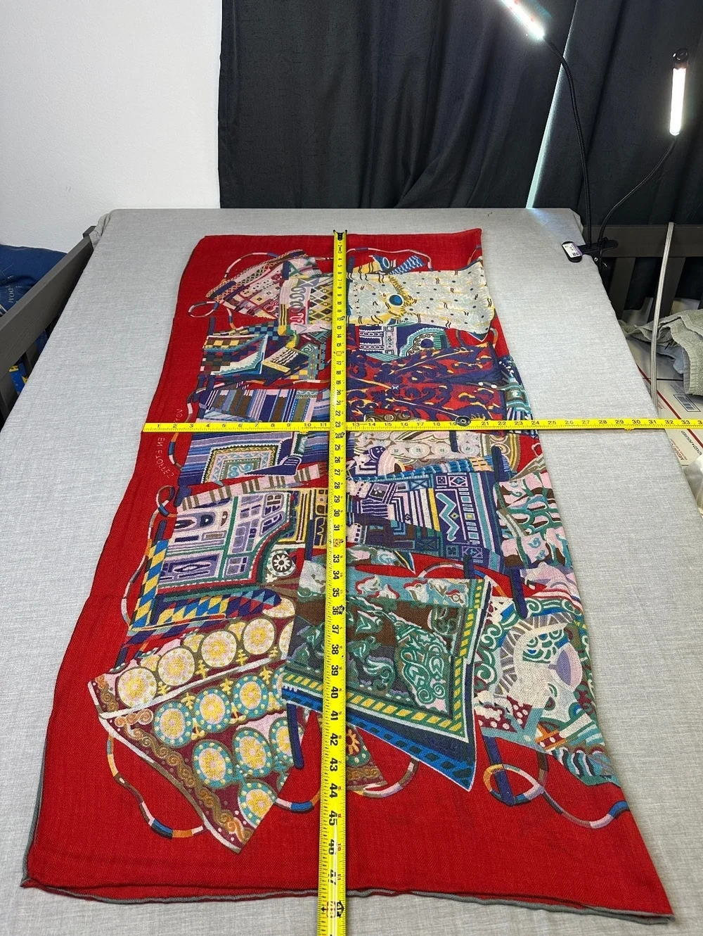 Vintage Hermes Red silk shawl